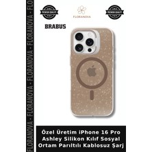 Floranova Özel Üretim iPhone 16 Pro Ashley Silikon Kılıf Sosyal Ortam Parıltılı Kablosuz Şarj