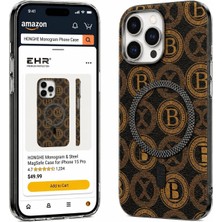 Str Store iPhone 16 Pro Max ile Uyumlu Kamera Çıkıntılı Magsafe Wireless Şarj Özellikli B Desenli Içi Kadife Ultra Lüks Premium Silikon Arka Kapak (Siyah, iPhone 16 Pro Max)
