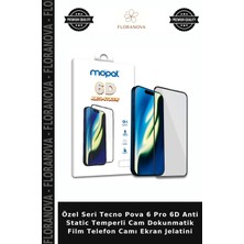 Floranova Özel Seri Tecno Pova 6 Pro 6d Anti Static Temperli Cam Dokunmatik Film Telefon Camı Ekran Jelatini