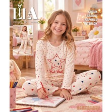 Lila Kız Çocuk Kırmızı Yıldız Desenli Pijama Takımı - Anne Çocuk Kombini Çocuk Parçası