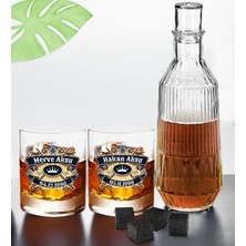 Bk Gift Kişiye Özel Isimli Dtf Chivas Tasarımlı Ikili Viski Kadehi, Viski Taşı ve Karaf Seti-1, Arkadaşa Hediye, Sevgiliye Hediye