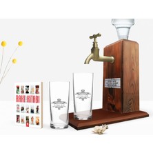 BK Gift Kişiye Özel Renkli Baskılı Isimli Ikili Rakı Bardağı Ahşap Rakı Standı ve Cep Kitabı Hediye Seti-8