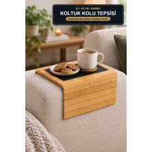 Viracasa Bambu Koltuk Kolu Tepsisi 32X40 cm Kaydırmaz Deri Yüzeyli Kanepe Kol Sehpası