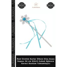 Floranova Özel Üretim Karlar Ülkesi Elsa Asası Sopası 34 cm Sihirli Çubuk Eğlence Gereci Kostüm Tamamlayıcı