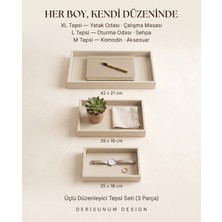 Derisunum Design El Yapımı Premium 3'lü Deri Tepsi Seti - Orta Sehpa, Antre, Banyo, Makyaj, Takı ve Sunum Tepsisi