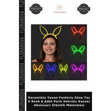 Floranova Karanlıkta Yanan Fosforlu Glow Taç 6 Renk 6 Adet Parti Hatırası Konser Aksesuarı Etkinlik Malzemesi