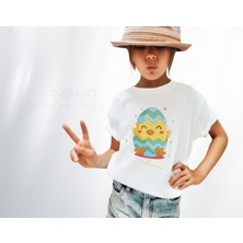 Bk Gift Paskalya Tasarımlı Kız Çocuk Beyaz T-Shirt, Arkadaşa Hediye, Doğum Günü Hediyesi, Trend Tişört, Paskalya Bayramı-2