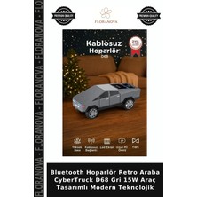 Floranova Bluetooth Hoparlör Retro Araba Cybertruck D68 Gri 15W Araç Tasarımlı Modern Teknolojik