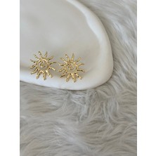 Revoia Güneş Motifli Gold Küpe