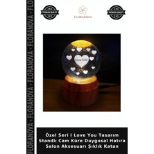 Floranova Özel Seri I Love You Tasarım Standlı Cam Küre Duygusal Hatıra Salon Aksesuarı Şıklık Katan