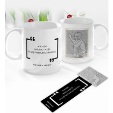BK Gift Kişiye Özel Öğretmen Karakalem Tasarımlı Kupa Bardak ve Ahşap Kitap Ayracı-2
