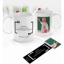 BK Gift Kişiye Özel Öğretmen Yağlıboya Tasarımlı Kupa Bardak ve Ahşap Kitap Ayracı-2
