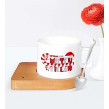BK Gift Kişiye Özel Mutlu Yıllar Ahşap Altlıklı Seramik Fincan - 5