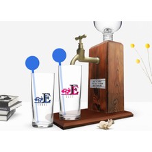 BK Gift Kişiye Özel Renkli Baskılı Harfli Ikili Vodka Bardağı ve Ahşap Vodka Standı Hediye Seti-2