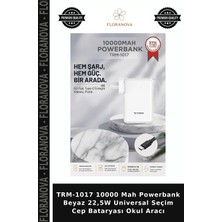 Floranova TRM-1017 10000 Mah Powerbank Beyaz 22,5W Universal Seçim Cep Bataryası Okul Aracı
