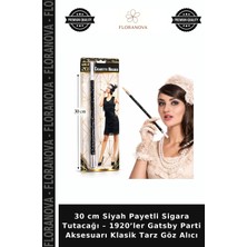 Floranova 30 cm Siyah Payetli Sigara Tutacağı – 1920’LER Gatsby Parti Aksesuarı Klasik Tarz Göz Alıcı