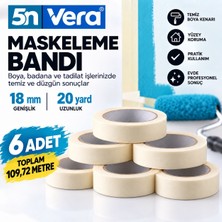 5n Vera Maskeleme Bandı 18 mm x 20 Yard 6 Adet – Kağıt Bant, Boyacı Bandı, Boya Badana ve Yüzey Koruma