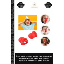 Floranova Özel Seri Kırmızı Renk Lastikli Burun Palyaço Burun Parti Malzemesi Eğlence Aksesuarı Şaka Ürünü