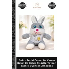 Floranova Delux Serisi Canım Da Canım Balım Da Balım Tişörtlü Tavşan Baskılı Oyuncak Arkadaşa