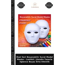 Floranova Özel Seri Boyanabilir Surat Model Maske – Lastikli | Kendin Tasarla Eğlence Beyaz Örtü Etkinlik