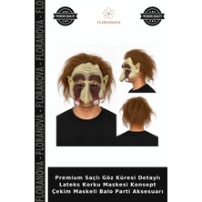 Floranova Premium Saçlı Göz Küresi Detaylı Lateks Korku Maskesi Konsept Çekim Maskeli Balo Parti Aksesuarı