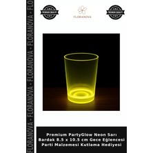 Floranova Premium Partyglow Neon Sarı Bardak 8.5 x 10.5 cm Gece Eğlencesi Parti Malzemesi Kutlama Hediyesi
