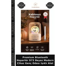 Floranova Premium Bluetooth Hoparlör D73 Beyaz Modern Cihaz Genç Odası Işıklı Alet
