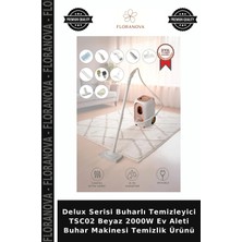 Floranova Delux Serisi Buharlı Temizleyici TSC02 Beyaz 2000W Ev Aleti Buhar Makinesi Temizlik Ürünü
