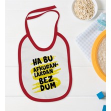 BK Gift Bk Kids Bezdum Tasarımlı Kırmızı Bebek Mama Önlüğü-4