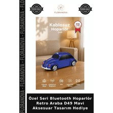 Floranova Özel Seri Bluetooth Hoparlör Retro Araba D49 Mavi Aksesuar Tasarım Hediye