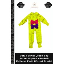Floranova Delux Serisi Çocuk Boy Saten Palyaço Kostümü Kutlama Parti Gösteri Giysisi