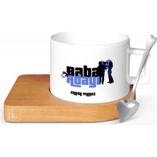 BK Gift Kişiye Özel Baba Adayı Tasarımlı Ahşap Altlıklı Seramik Fincan - 4
