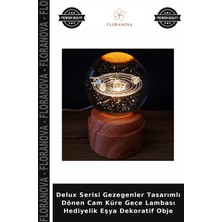 Floranova Delux Serisi Gezegenler Tasarımlı Dönen Cam Küre Gece Lambası Hediyelik Eşya Dekoratif Obje