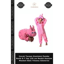 Floranova Çocuk Tavşan Kostümü Pembe Renk 6-7 Yaş 120 cm Renkli Kostüm Maskeli Balo Yilsonu Gösterisi