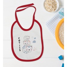 BK Gift Bk Kids Cuties Tasarımlı Kırmızı Bebek Mama Önlüğü-1