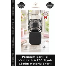 Floranova Premium Şarjlı El Vantilatörü F05 Siyah Çözüm Motorlu Enerji