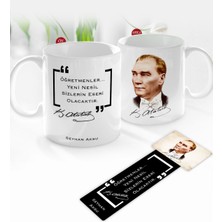 BK Gift Kişiye Özel Isimli Atatürk Temalı Kupa Bardak ve Ahşap Kitap Ayracı-15