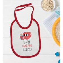 BK Gift Bk Kids Benim Halam Bir Başka Tasarımlı Kırmızı Bebek Mama Önlüğü-1