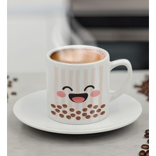Bk Gift Sevimli Yüz Tasarımlı Mini Seramik Türk Kahvesi Fincanı, Renkli Eğlenceli Kahve Fincanı-5