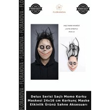 Floranova Delux Serisi Saçlı Momo Korku Maskesi 24X16 cm Korkunç Maske Etkinlik Ürünü Sahne Aksesuarı