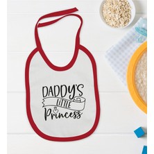BK Gift Bk Kids Daddy's Little Princess Tasarımlı Kırmızı Bebek Mama Önlüğü-1