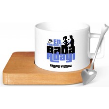 BK Gift Kişiye Özel Baba Adayı Tasarımlı Ahşap Altlıklı Seramik Fincan - 6