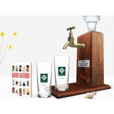 BK Gift Kişiye Özel Renkli Baskılı Osmaniye Tasarımlı Turistik Ikili Rakı Bardağı Ahşap Rakı Standı ve Cep Kitabı Hediye Seti-1