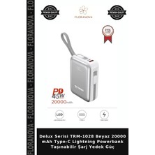 Floranova Delux Serisi TRM-1028 Beyaz 20000 Mah Type-C Lightning Powerbank Taşınabilir Şarj Yedek Güç