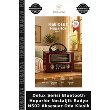 Floranova Delux Serisi Bluetooth Hoparlör Nostaljik Radyo NS02 Aksesuar Oda Klasik