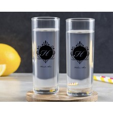 BK Gift Kişiye Özel Renkli Baskılı Baş Harf Isim Tasarımlı Ikili Vodka Bardağı-9
