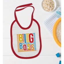 BK Gift Bk Kids Big Boss Tasarımlı Kırmızı Bebek Mama Önlüğü-1