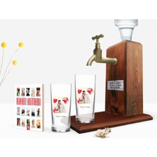 BK Gift Kişiye Özel Renkli Baskılı Isimli Fotoğraflı Ikili Rakı Bardağı Ahşap Rakı Standı ve Cep Kitabı Hediye Seti-28