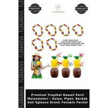 Floranova Premium Tropikal Hawaii Parti Malzemeleri – Kolye, Pipet, Bardak Seti Eğlence Ürünü Yetişkin Partisi