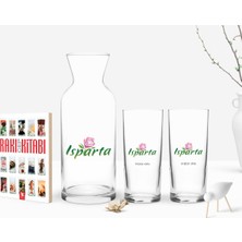 BK Gift Kişiye Özel Renkli Baskılı Isparta Tasarımlı Turistik Ikili Rakı Bardağı Karaf ve Cep Kitabı Hediye Seti-2